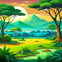 Illustration of Nature Landscape with Vector Illustration