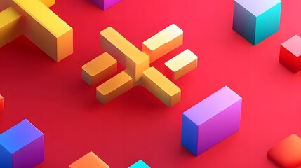 Obraz premium Abstract 3d render, modern background with geometric shapes, graphic design