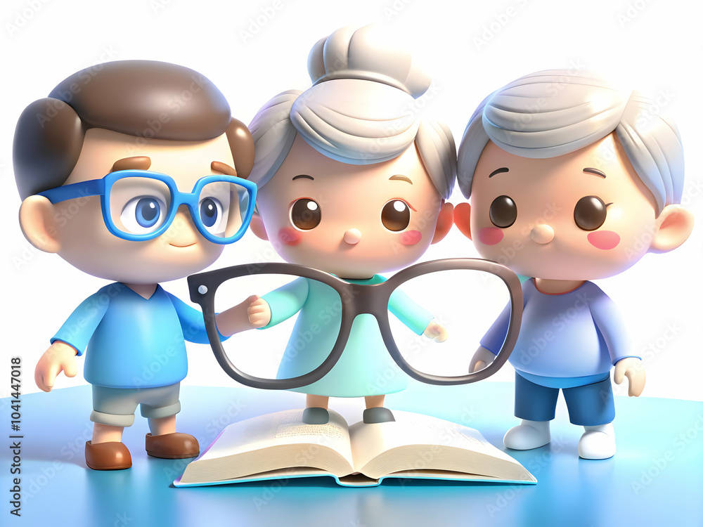 Poster Reading Glasses Passing Between Generations Close-Up Symbolizing Shared Knowledge Wisdom Learning Family Connection Concept Photo Stock