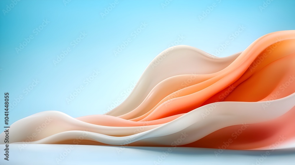 Poster serene and calming 3d ripple texture background in soft pastel colors with subtle waves and fluid re