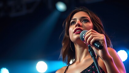 In the Spotlight: Singer at the Microphone