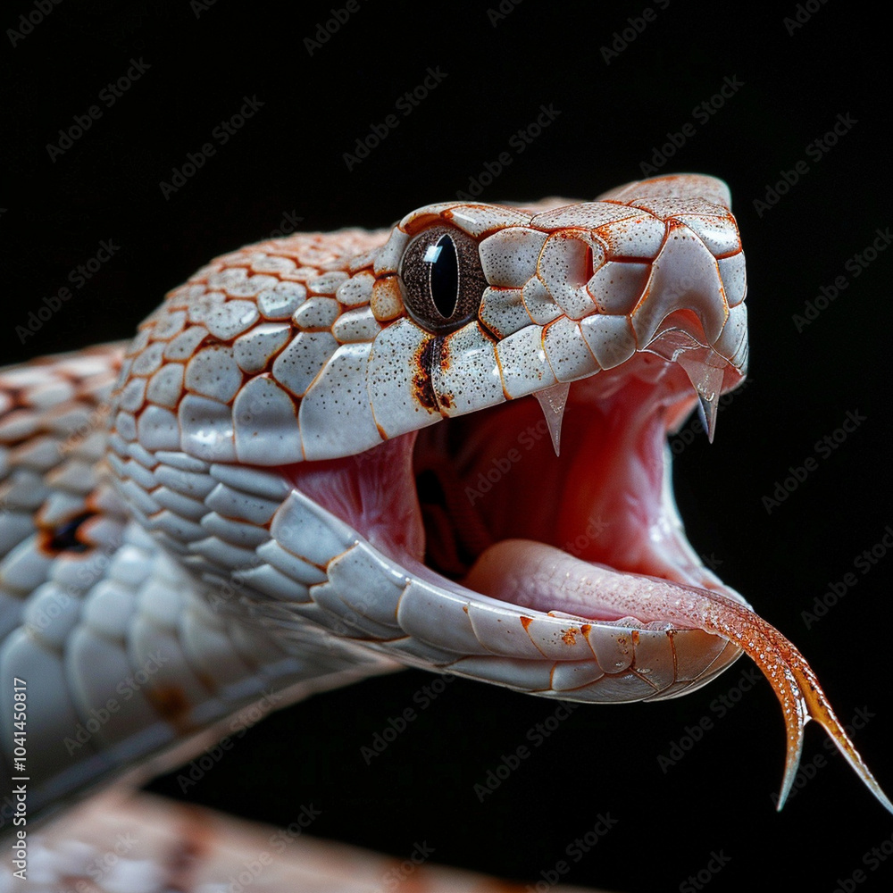 Aufkleber a striking close up of snake with its mouth open, showcasing its fangs and tongue. intricate pattern
