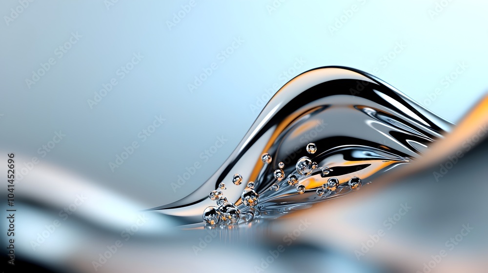 Poster sleek and futuristic smooth 3d metallic texture with liquid like chrome and silver reflections seaml