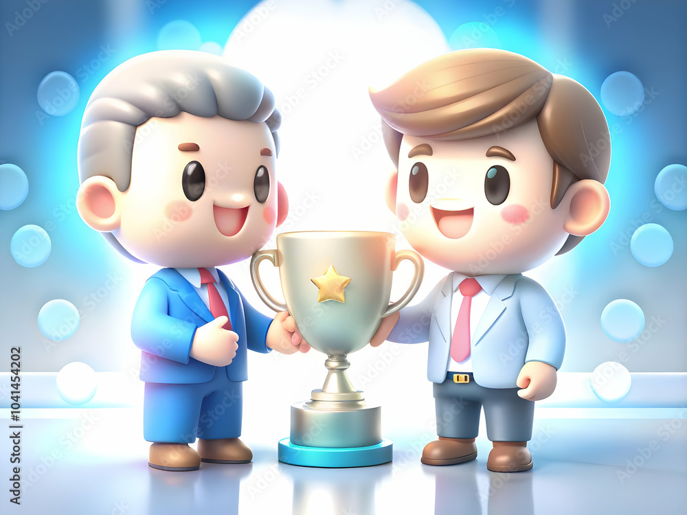 Aufkleber soft abstract image manager presenting trophy high performing employee blurred background recognitio