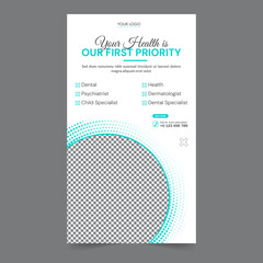Medical health dental care story, Digital marketing social media post business webinar for social media story, stories or banner template