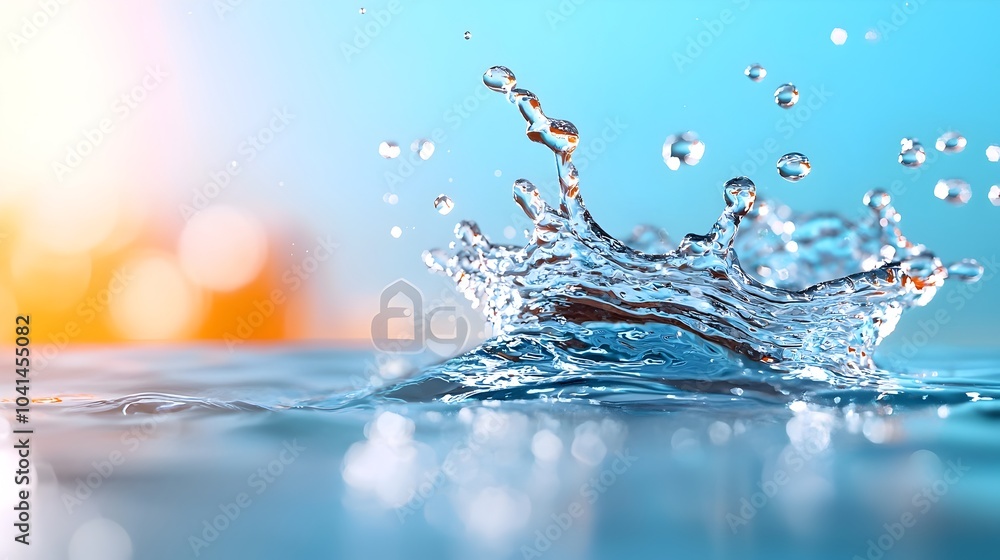 Poster captivating reflective 3d water surface with mesmerizing rippling effects and a serene cool blue col