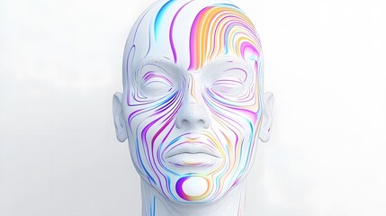 Abstract human head, 3d render, artificial intelligence concept