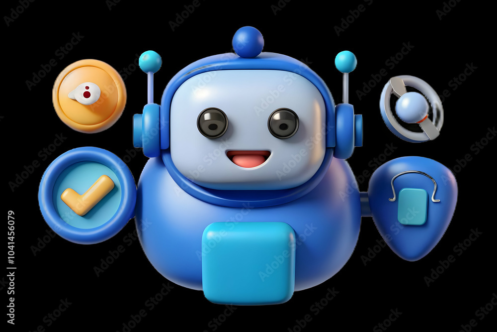 Poster ai chatbot icons on plain background for customer support - creative arrangement of digital assistan