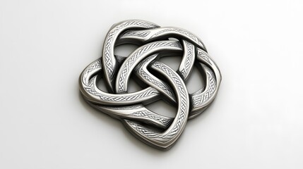 Fototapeta premium Intricate celtic knot design on metallic background with braided patterns