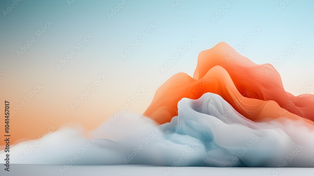 Aufkleber mesmerizing 3d textured pastel fog wallpaper with soft flowing forms creating a light airy and ether