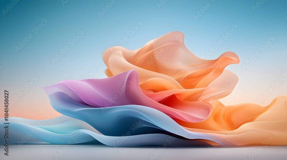 Poster captivating 3d abstract smoke texture with soft flowing shapes in a deep enchanting blend of blue an