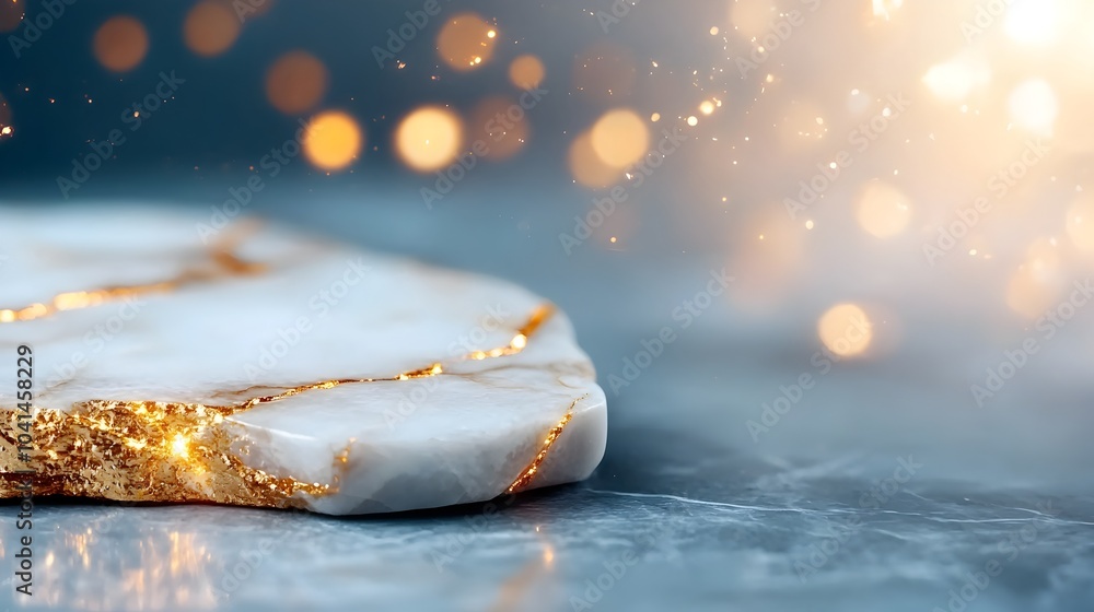 Poster elegant and polished 3d marble texture in a soft white color with subtle gold veins providing a luxu