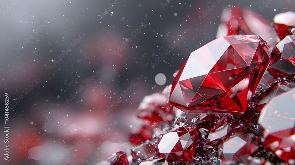 Aufkleber luxurious glossy 3d diamond texture in deep red and black with sharp geometric shapes for a premium 