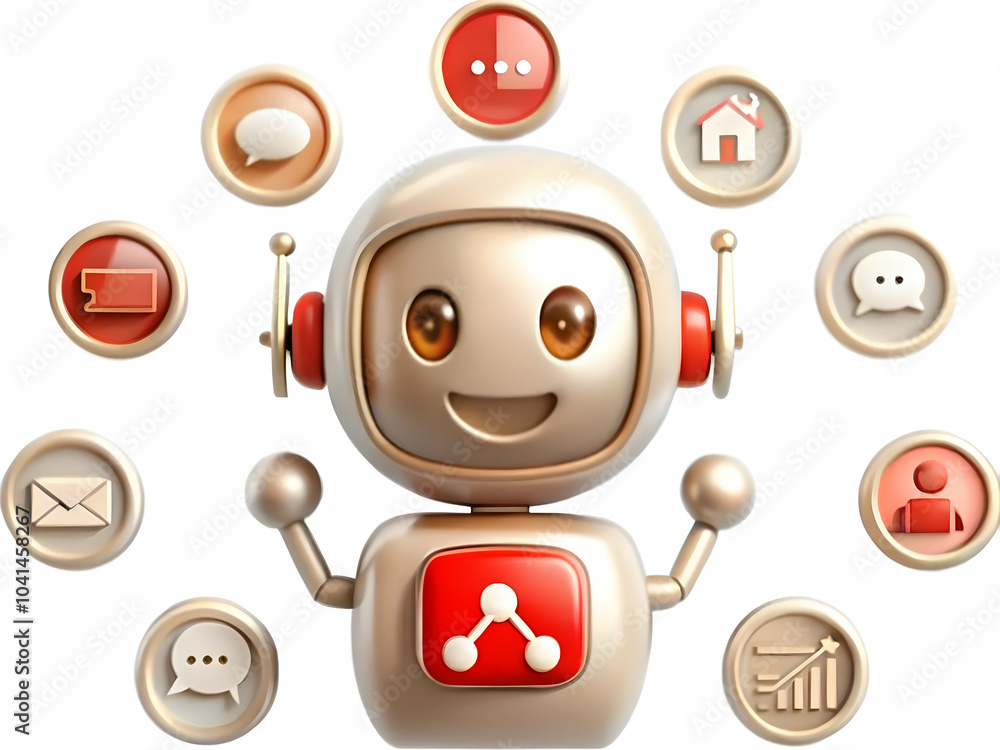 Poster ai chatbot icons on plain background for digital customer support - creative arrangement with copy s