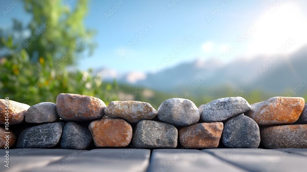 Poster intricate 3d stone wall texture featuring deep shadows rugged edges and a weathered vintage inspired