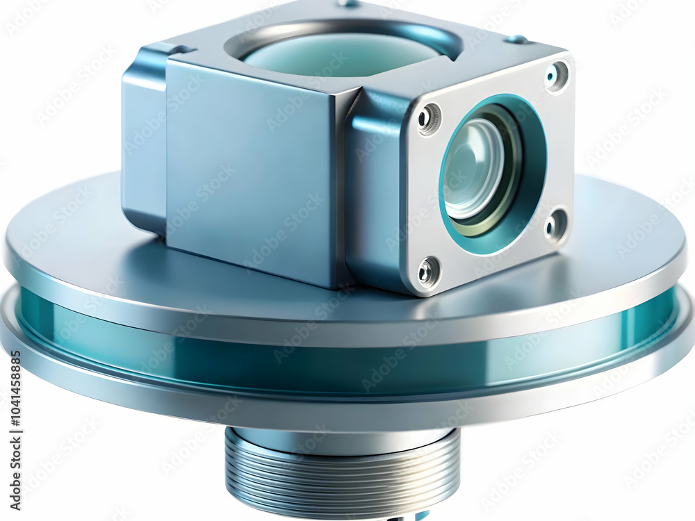 Poster macro close-up ai powered sensor manufacturing equipment copy space | highlighting sensor role monit