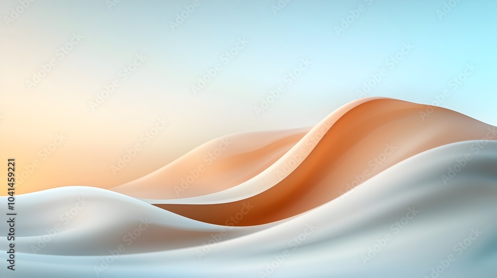 Poster mesmerizing 3d desert sand dune texture in a soft neutral beige color palette smooth flowing curves 