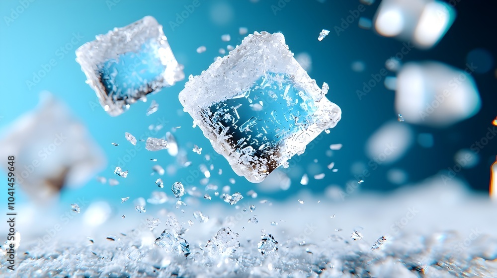 Poster mesmerizing 3d frosted ice texture featuring intricate crystalline details and cool blue tones creat