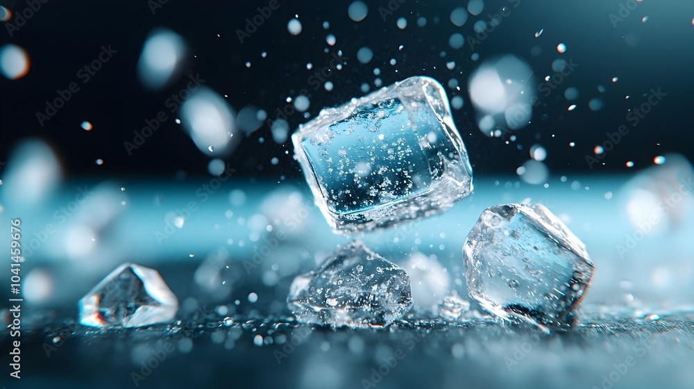 Poster stunning 3d ice texture with sharp crystalline details and cool blue tones creating an abstract and 