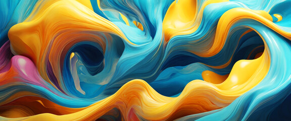 Background and texture abstract digital 3D artwork with colorful water shapes.
