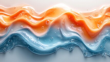 A colorful wave of liquid with blue and orange swirls