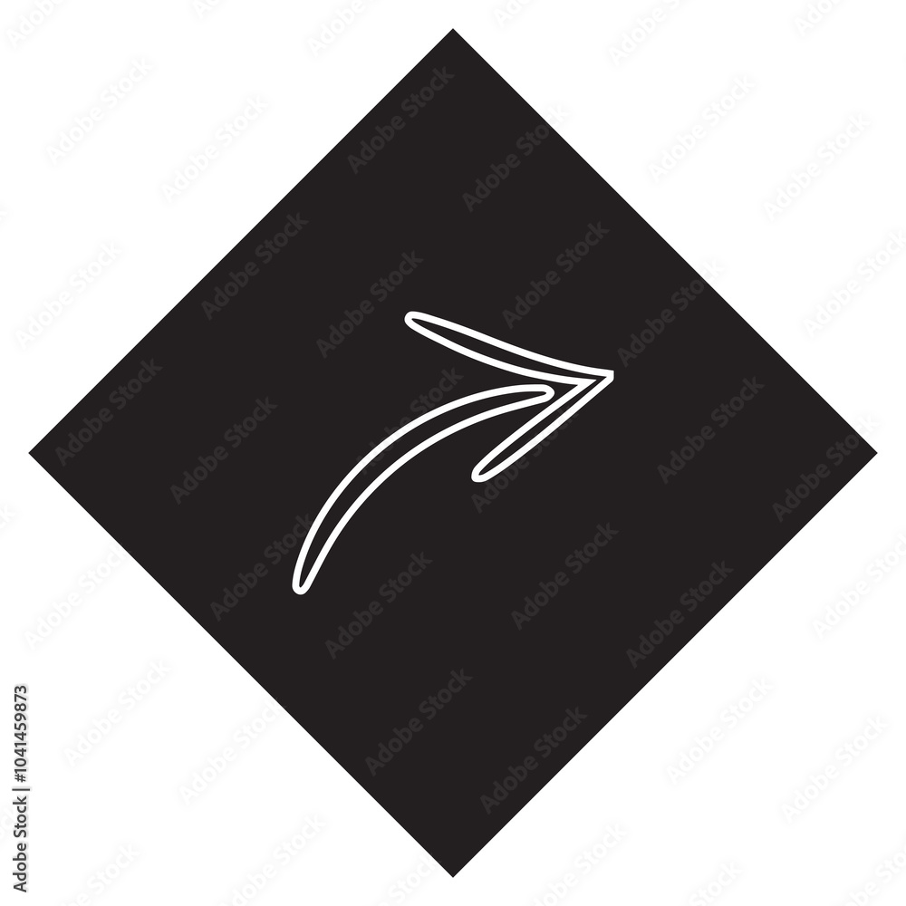 Poster curved arrow icon vector. arrow pointer logo design. arrow right vector icon illustration in rhombus