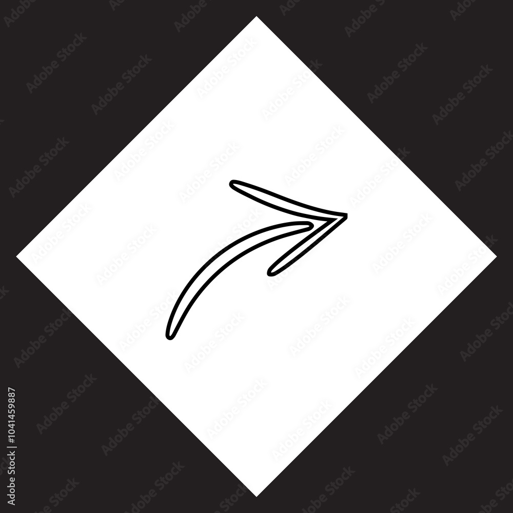 Poster curved arrow icon vector. arrow pointer logo design. arrow right vector icon illustration in rhombus