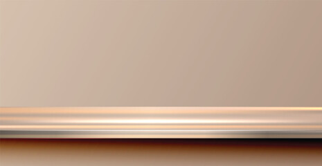 Gold Metallic table top or countertop surface texture realistic with reflection abstract background. Brushed texture, chrome, steel, aluminum for design concepts, prints, posters, wallpapers. Vector
