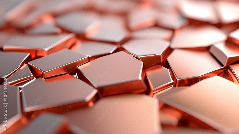 Poster shimmering 3d metallic foil texture in a beautiful rose gold color with a crinkled reflective and di