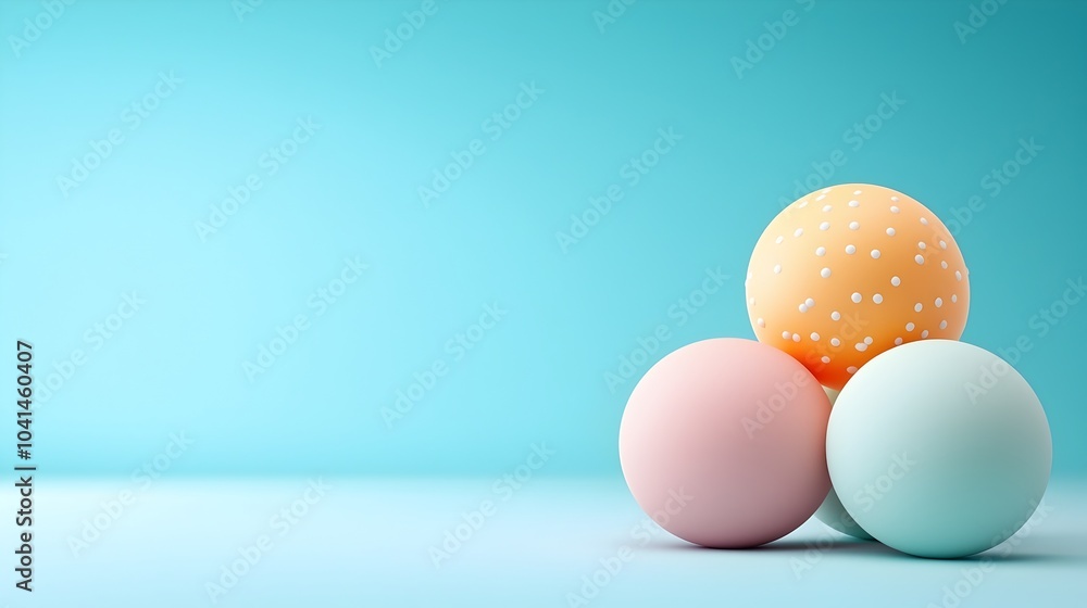 Poster mesmerizing 3d gradient spheres in a harmonious palette of pastel hues featuring smooth transitions 