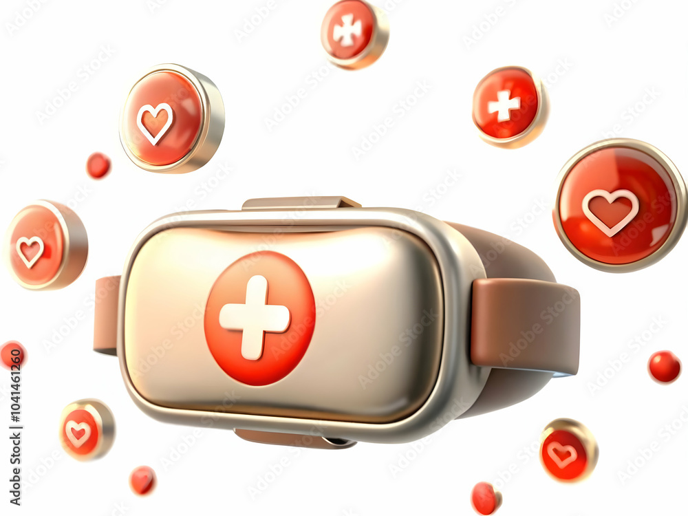 Poster virtual reality headset on plain background with copy space - futuristic design representing immersi