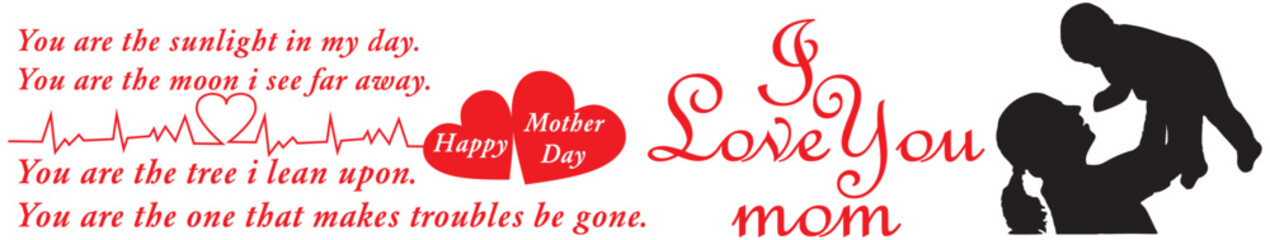 happy mother day poster mother hold her baby with poetry Vector illustration.