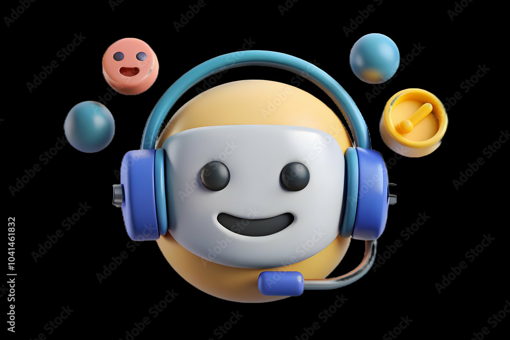 Poster ai customer support icons smiley face image - customer satisfaction symbol on plain background with 