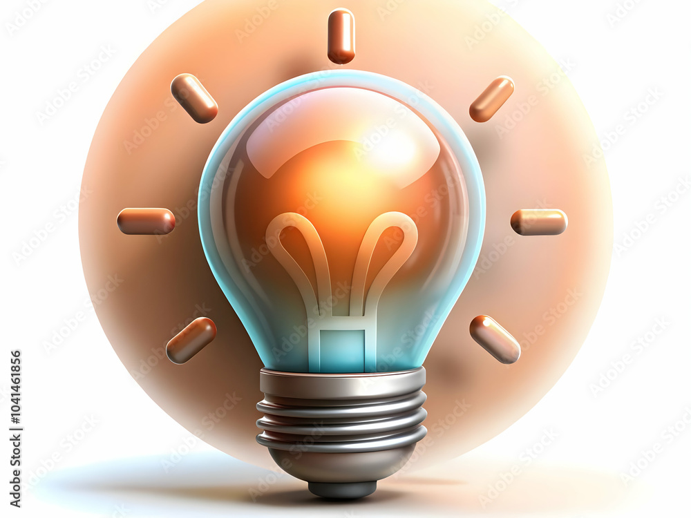 Aufkleber plain gray background with glowing light bulb icon symbolizing innovation and new ideas concept for 