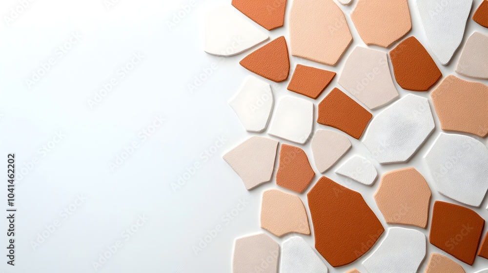 Poster neutral toned irregular 3d polygonal shapes creating an abstract and minimalist wallpaper design wit