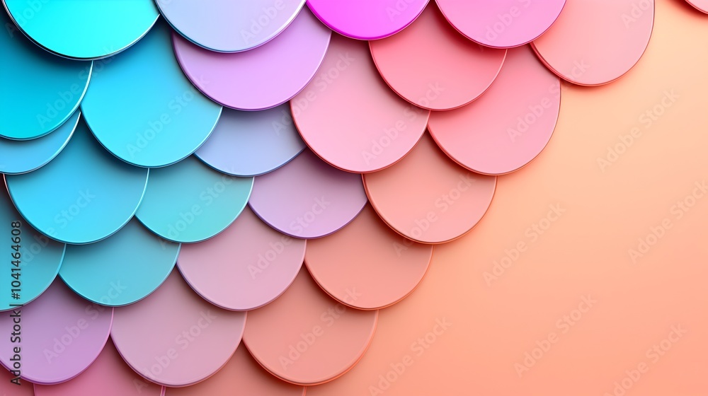 Poster iridescent 3d scales in pastel colors with reflective details creating a dragon skin texture with a 