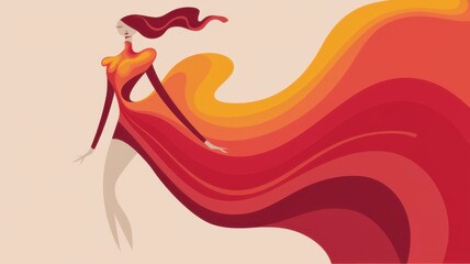 A beautiful silhouette of a woman with flowing hair, inspired by mermaids, surrounded by flowers and nature, showcasing elegance and art in a fashion design