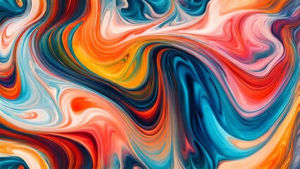 Fototapeta premium Immersive Abstract Fluid Art Featuring a Beautifully Chaotic Mix of Swirling Colors, Blending Fiery Reds, Cool Blues, and Bright Oranges into a Stunn (70)