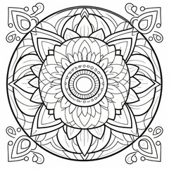 Flower Oriental Mandala Coloring Book Page