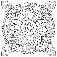 Flower Oriental Mandala Coloring Book Page