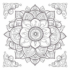 Flower Oriental Mandala Coloring Book Page