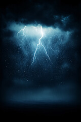 Lightning and Rainstorm Over Ocean