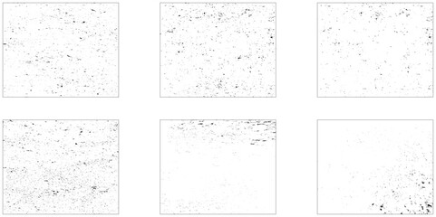 Set of dark panoramic background textures. Collection of wide textures with peeling paint, cracks, scratches, noise and grain. Faded rough surfaces of