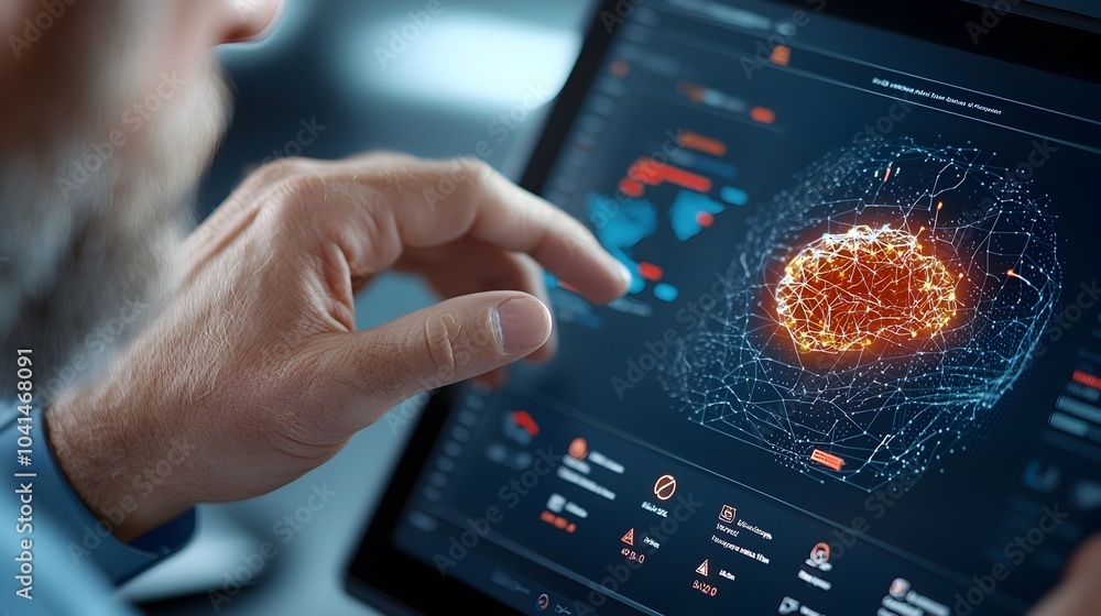 Aufkleber innovative and interactive business intelligence dashboard featuring abstract 3d technology visuals