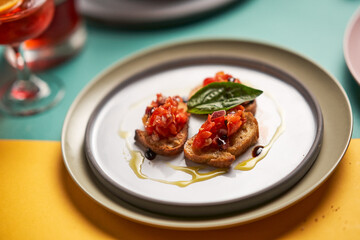 Close up of bruschetta on a plate