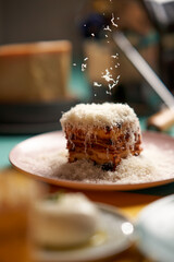 Close up of lasagna on a plate