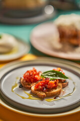 Close up of bruschetta on a plate