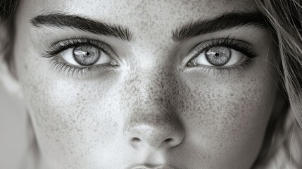 Fototapeta premium A woman with a very pale face and dark eyes