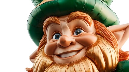 Festive leprechaun balloon with bright green hat and cheerful expression