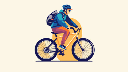 Obraz premium Flat illustration of a guy on a bicycle. Bike ride. Cycling.